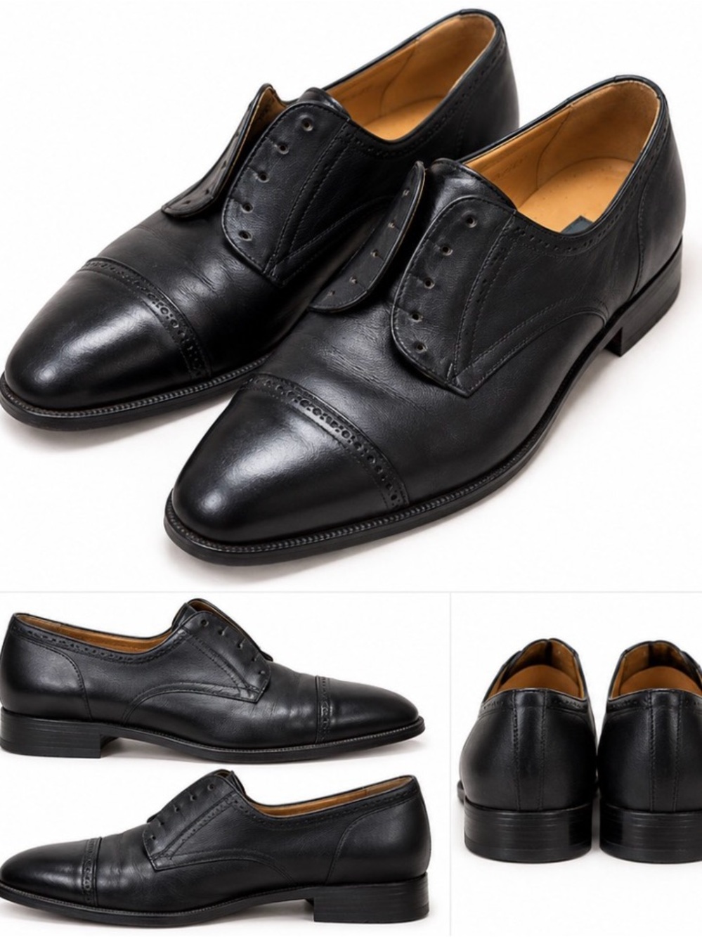Bally Black Leather Cap-Toe Oxford Dress Shoes